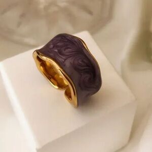 RETRO Enamel Ring 925 Stamped Black, White or Plum